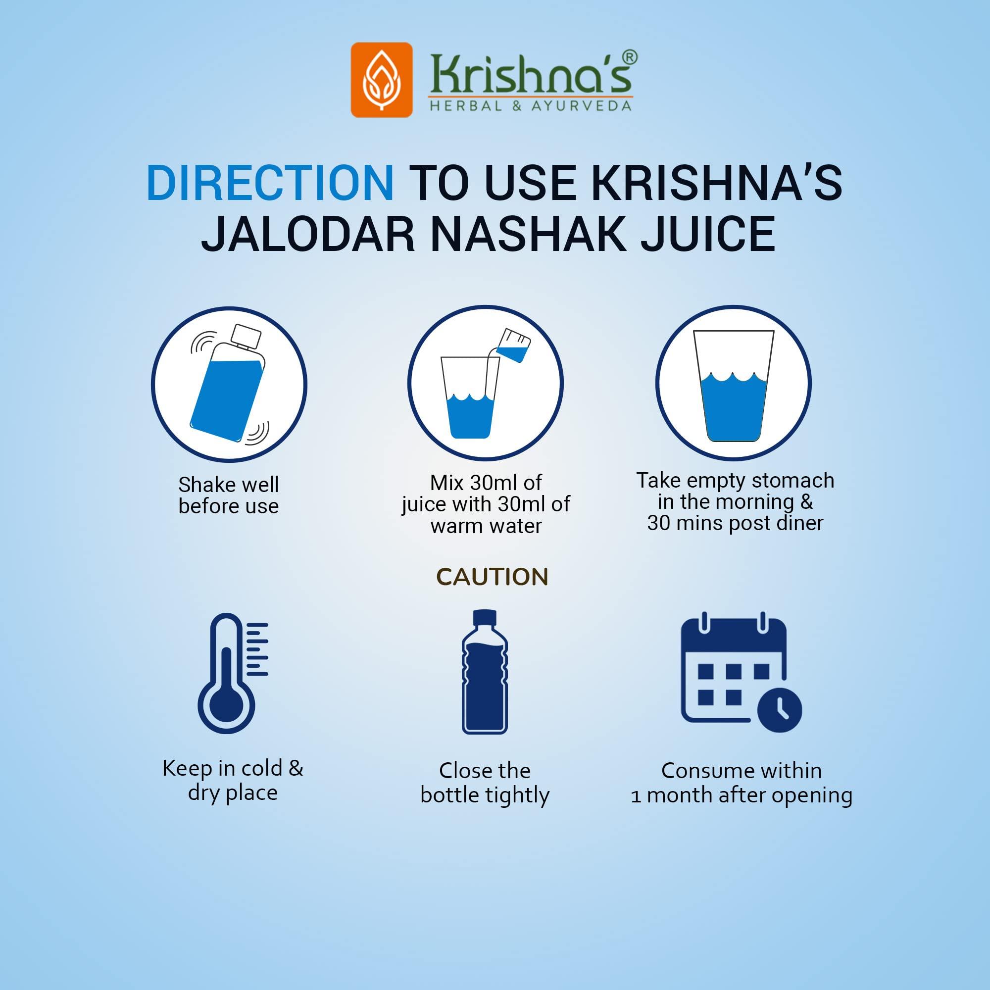 Krishna's Herbal & Ayurveda Krishna's Jalodar Nashak Juice - 500 ml | Enriched 5 herbs like Punarnava, Aloe vera, Kutki | Strengthens the digestive system | Sugar free Juice with No Added Color or Flavour