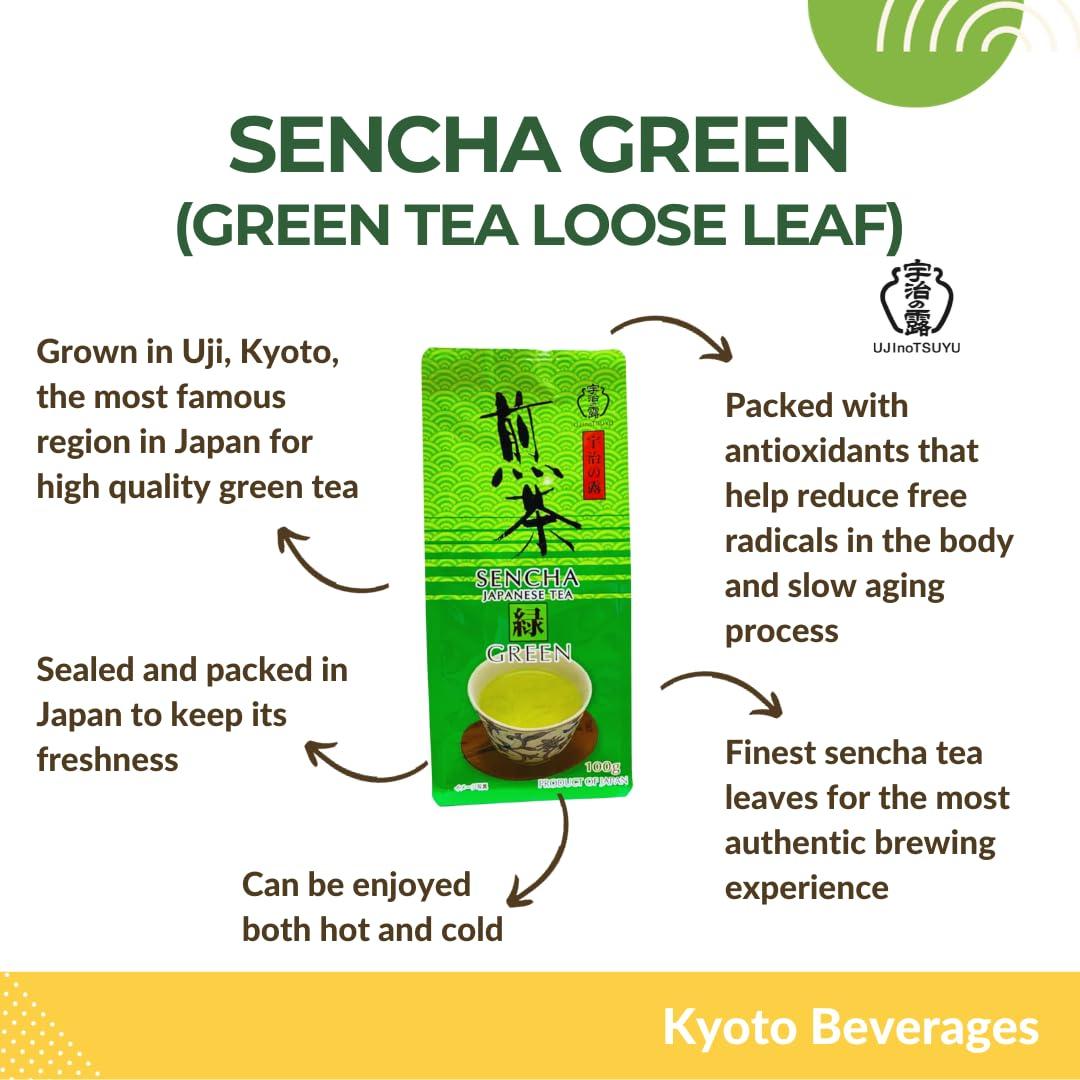 UJInoTSUYU UJInoTSUYU Sencha Green Tea Loose Leaf | Premium Japanese Green Tea | Grown in Uji Kyoto | Imported from Japan | 100% Pure and Authentic | Loose Leaf 100g