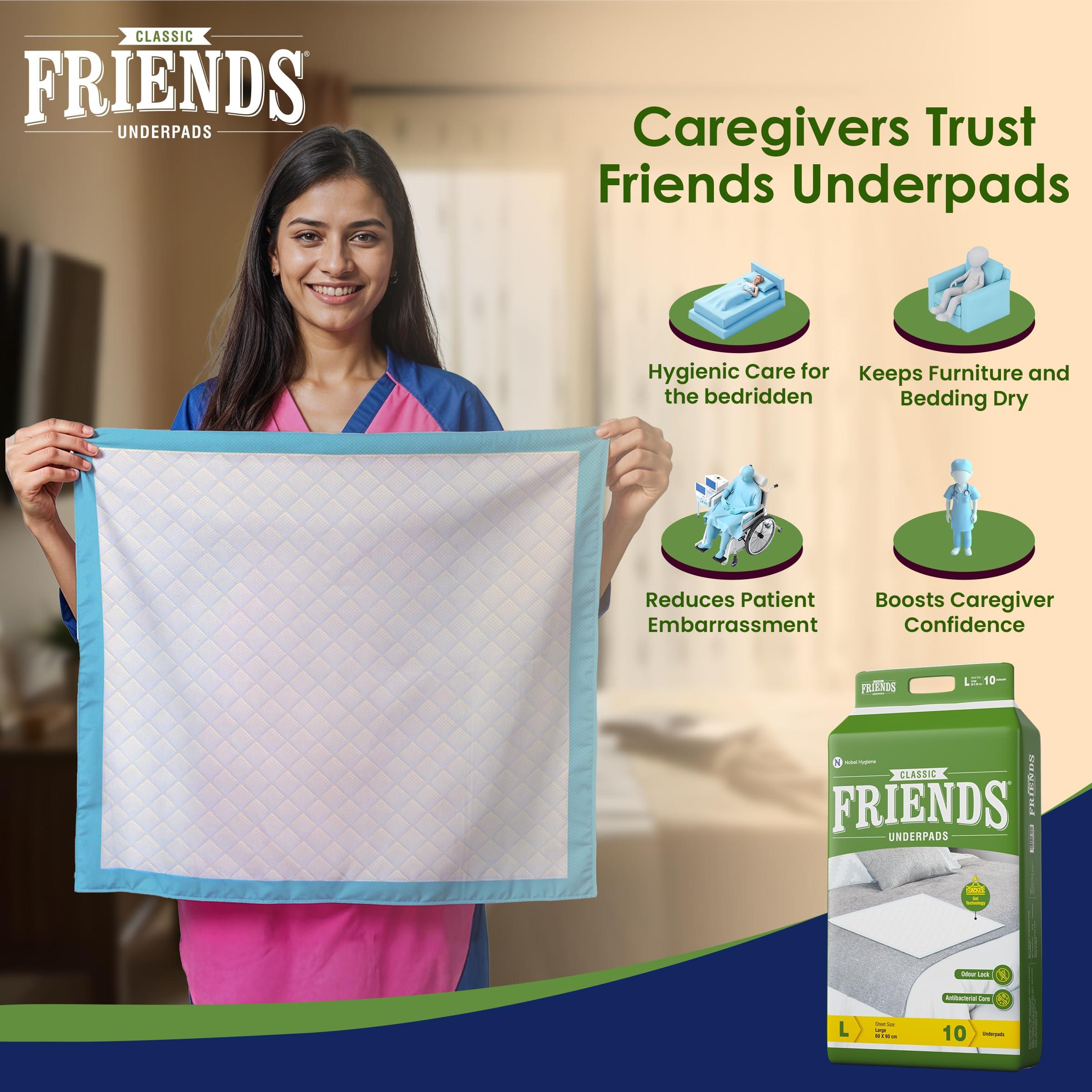 Friends Friends Classic Disposable Underpads,Soft & Super Absorbency - 60x90 cm (Pack of 3).