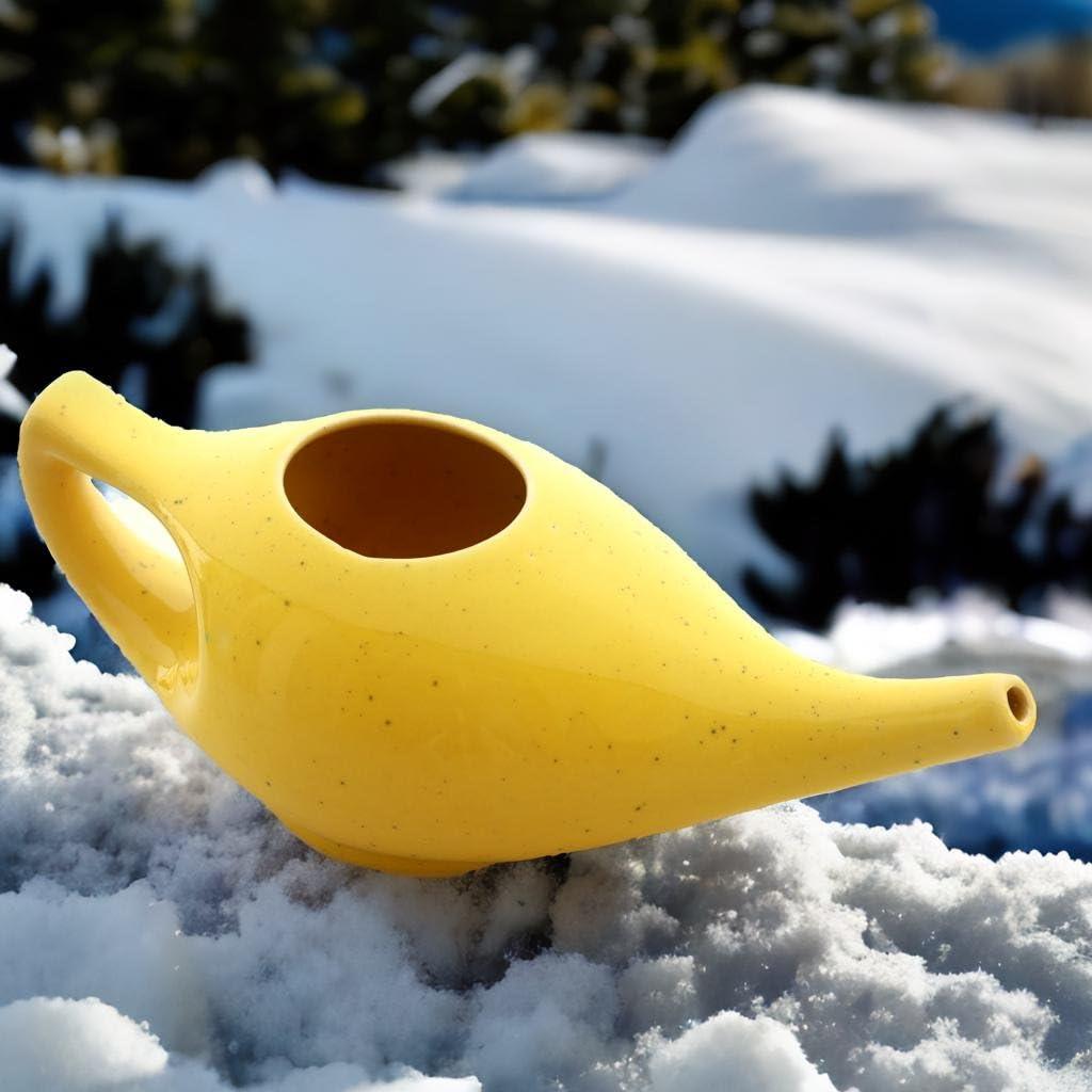 2activelife 2activelife Ceramic Neti Pot for Sinus, Jal Neti pots for Nasal Cleansing, Nose congestion and Passages Jala kriya (Yellow Crackle)