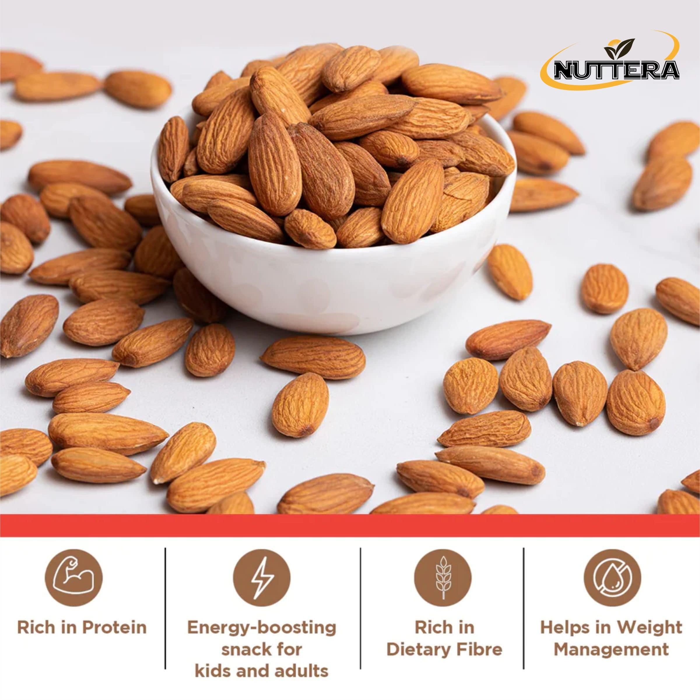 NUTTERA NUTTERA 100% Natural Premium Raw California Almonds 250 Gram | Dried | Nutritious & Delicious | Premium Badam Giri | High in Fiber | Rich in Vitamin E & Manganese | Dry Fruits | Whole Natural Badam