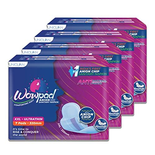 Wowpad Wowpad Ultrathin Comfortable Soft and Clean Sanitary Napkin Pads for Women with Anion Chip, XXL 28 Napkins,Size 320 MM