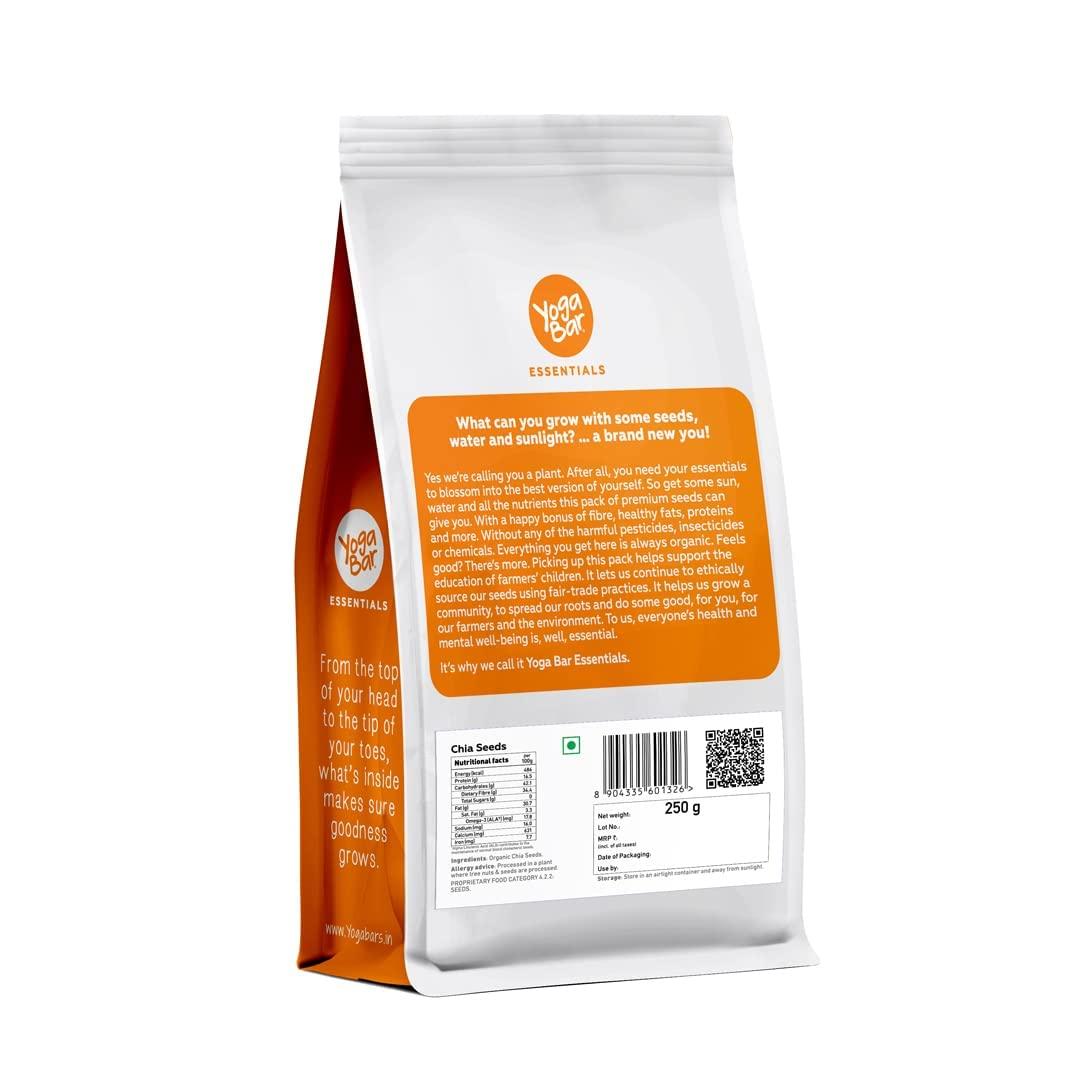 Yogabar Yogabar Roasted Organic Chia Seeds Grade - Organic Black Calcium, Iron & Zinc Diet Food Healthy Snacks 250g, Organic Flax Seeds 250g (Pack of 2)