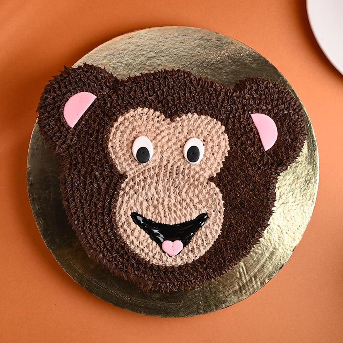 Floweraura FlowerAura Delicious Fresh Playful Monkey Theme Chocolate Kids Cake For Gifting As Birthday Cake, Cheer Up Cake, Appreciation Cake, Daughter\'s Day Cake, Children\'s Day Cake (Same Day Delivery)(2Kg)