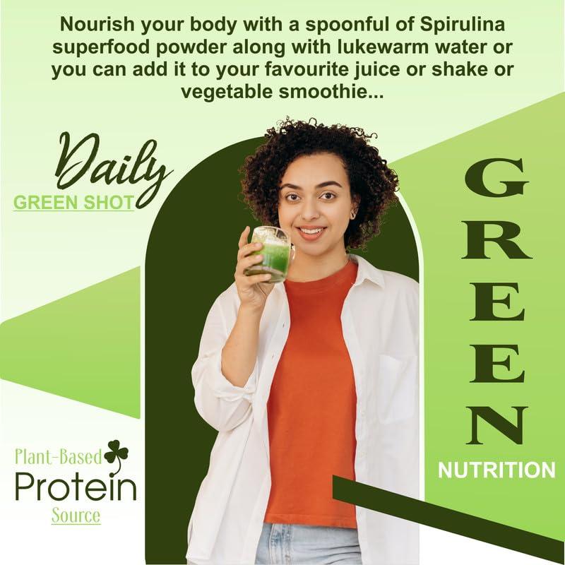HerbalSpirit Herbal Spirit Spirulina Powder Organic, 100gm | Spirulina Algae Powder | Green Spirulina Powder | Healthy Organic Spirulina Powder | Superfood Greens Powder | Blue Green Algae Superfood Powder |