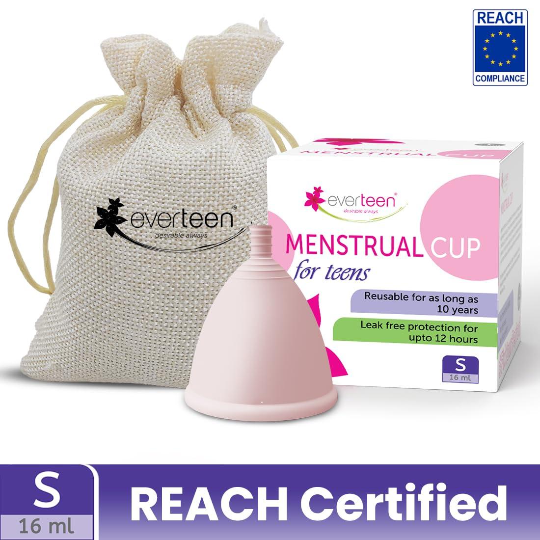 Everteen Everteen Small Menstrual Cup For Periods|Odor-Free, Rash-Free, No Leakage|12-Hour Protection|Up To 10 Years|Medical-Grade Silicone|Free Pouch|Sanitary Cup For Feminine Hygiene- 1 Count