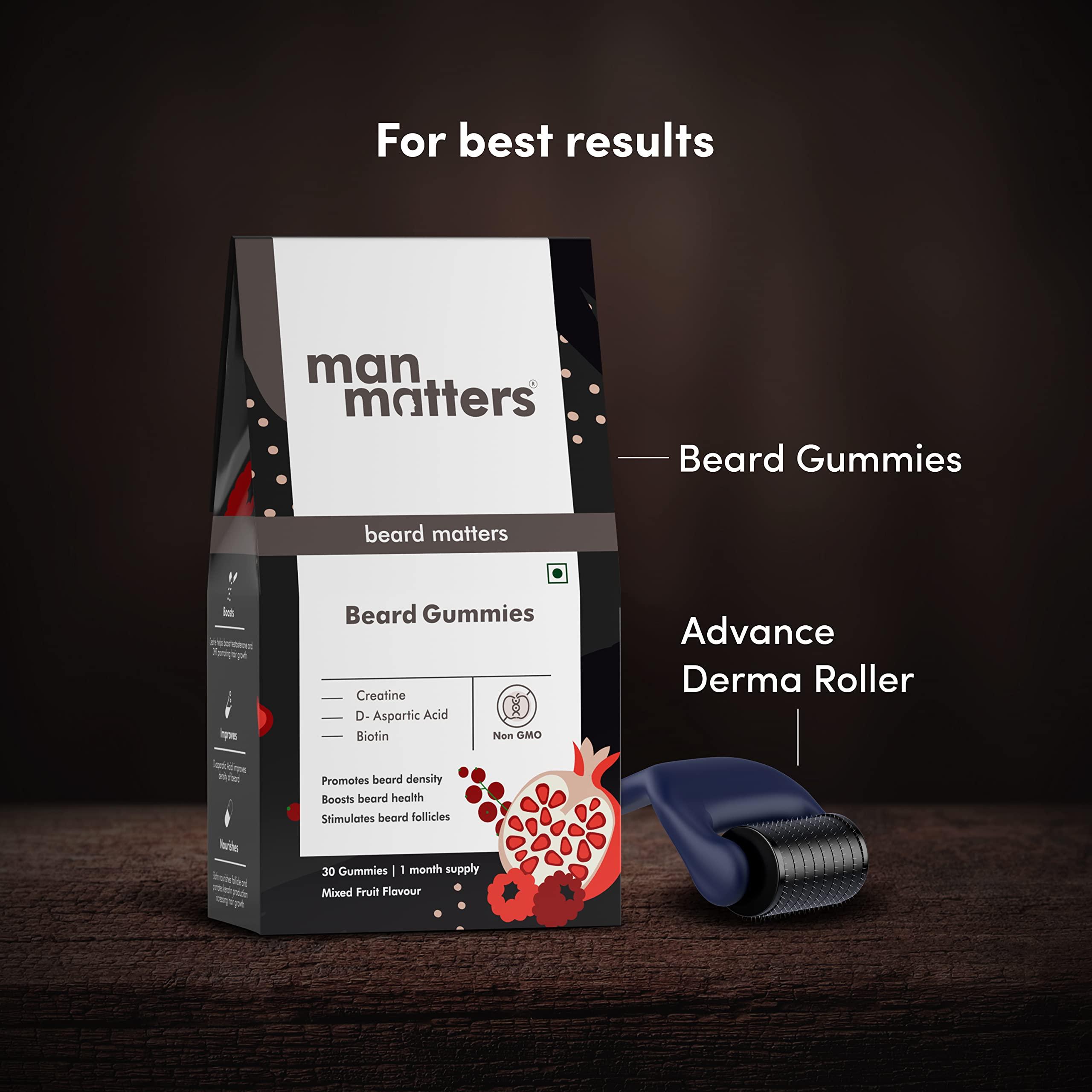 Man Matters Man Matters Beard Gummies for Men | 60 Days Pack | Thicken Beard, Stimulates Beard Follicles & Improves Beard Density | Biotin, D-aspartic Acid & Creatine | Gelatin-Free, Non-GMO, 100% Vegan