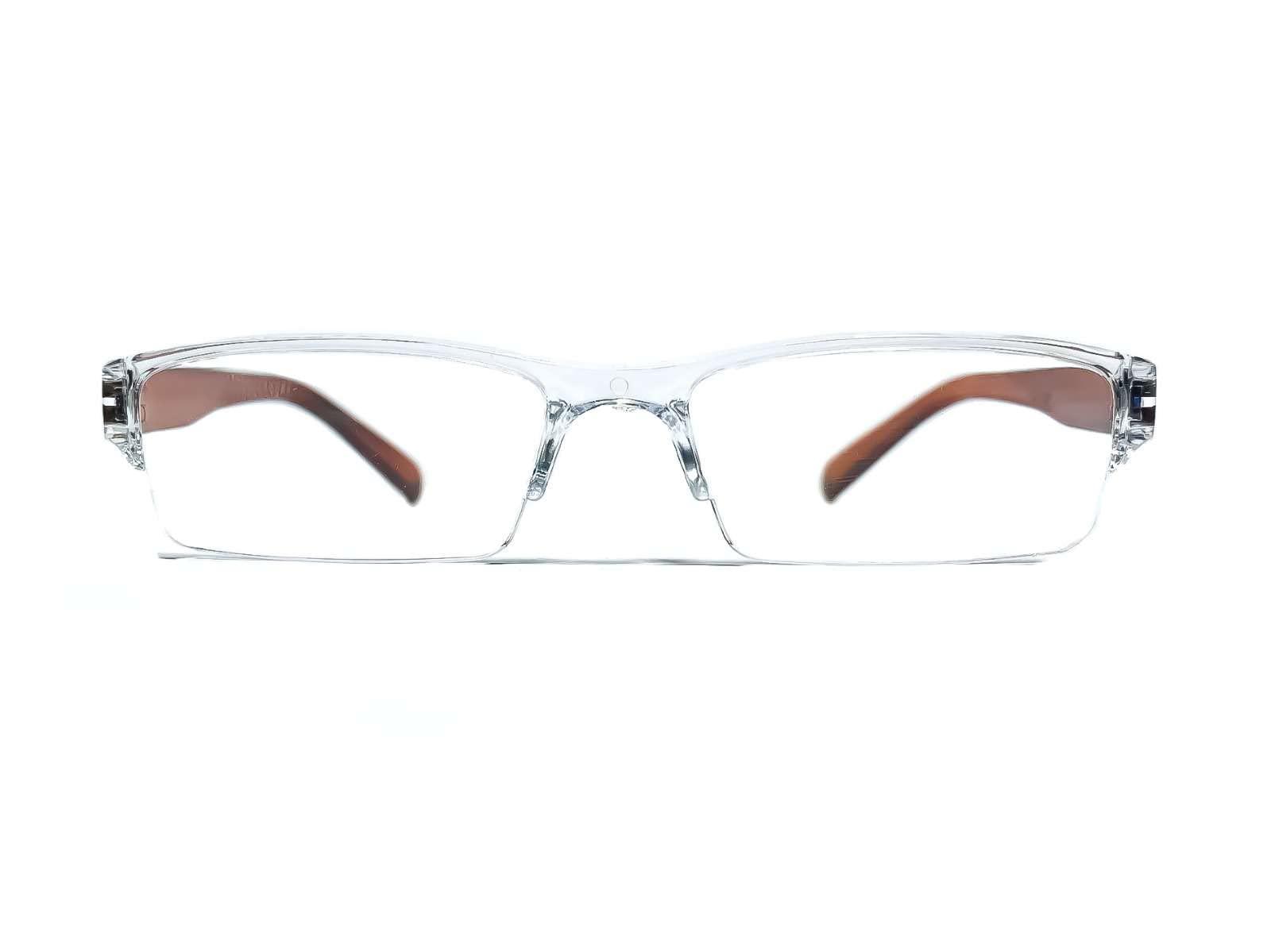 DR. B\'s Readers DR.BS Readers Reading Rectangular Glasses For Men and Women | Reduce Eye Strain & Fatigue Protection from Screen Glare | Transparent, Lightweight and Comfortable Half Rim Frame, (Brown + 2.00)