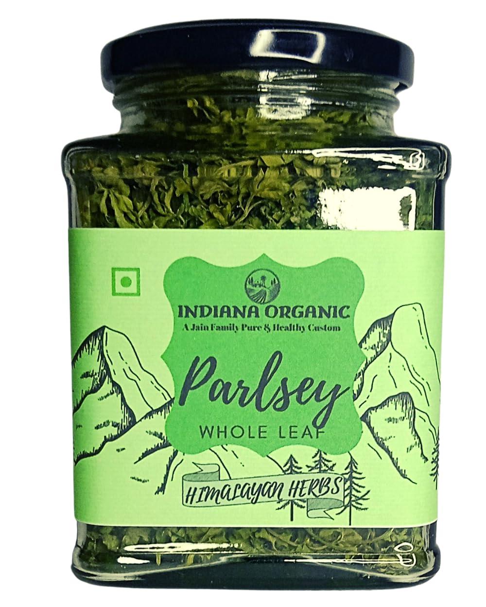 INDIANA ORGANIC Indiana Organic Parsley leaves whole dry, Organic Himalayan Herbs, Highly aromatic & Freshly harvest - 25 Gram