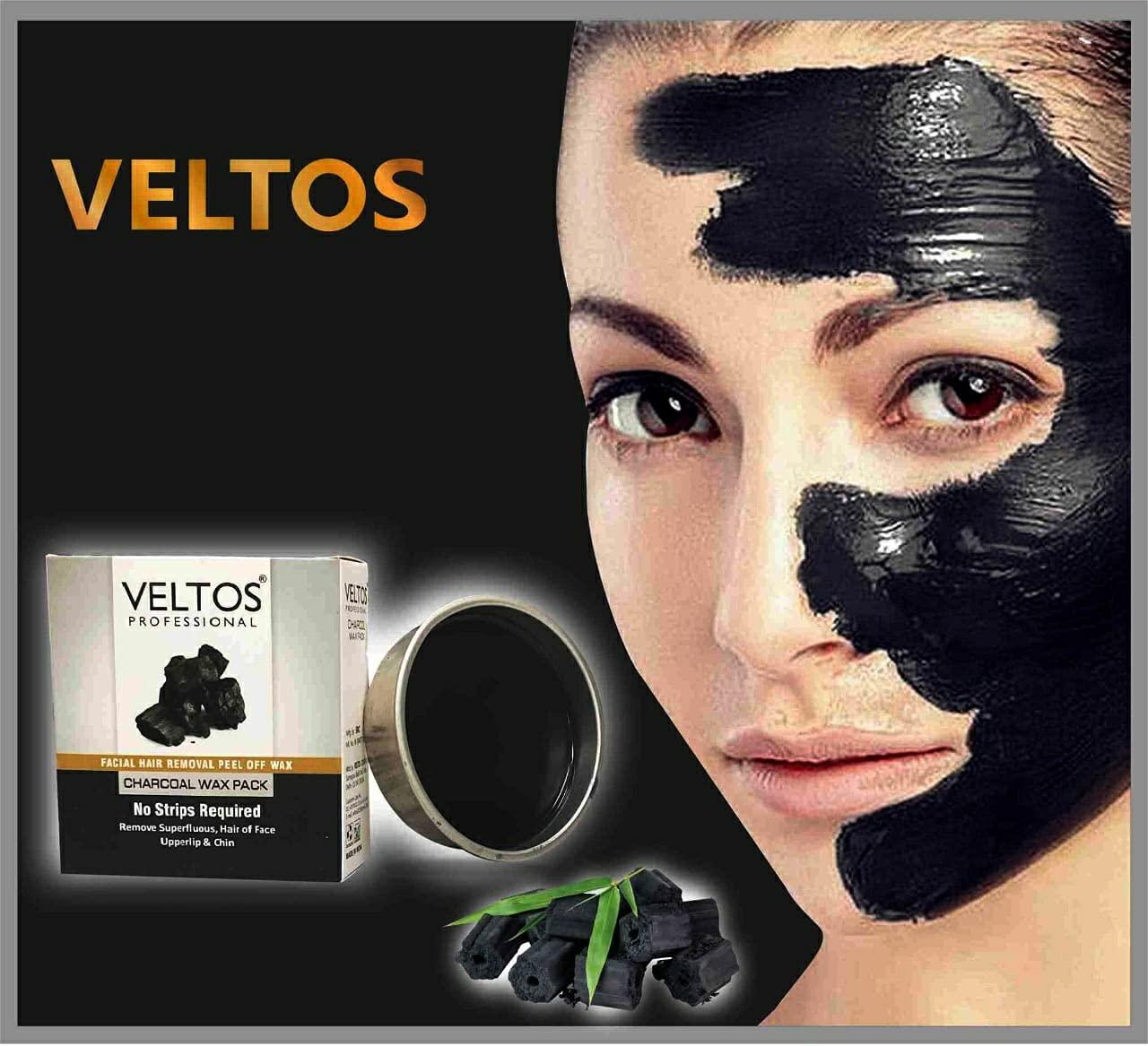 VELTOS VELTOS PROFESSIONAL Charcoal Peel-Off Katori Wax for Upper Lip, Facial Hair, Eyebrow Face - 80 gm