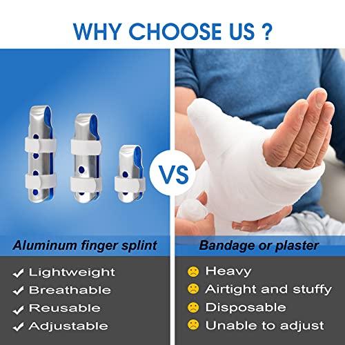 BRMDT BRMDT Trigger Finger Splint, Aluminum Thumb Splint Finger Support for Promote The Rehabilitation of Finger Fracture Fingers/Bent Finger, Adjustable Finger Brace(3 Pieces, 3 Size)