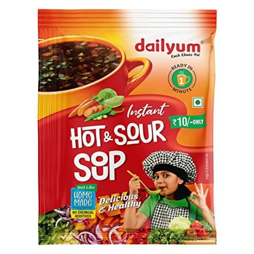 dailyum Dailyum Instant Soup Combo |Manchow Sip-a-Soup Pack Of 6 | Instant Hot & Sour Sip-a-Soup Pack Of 6 | Crispy Fried Noodles 200 Gram | Combo Pack |100% Natural | No MSG