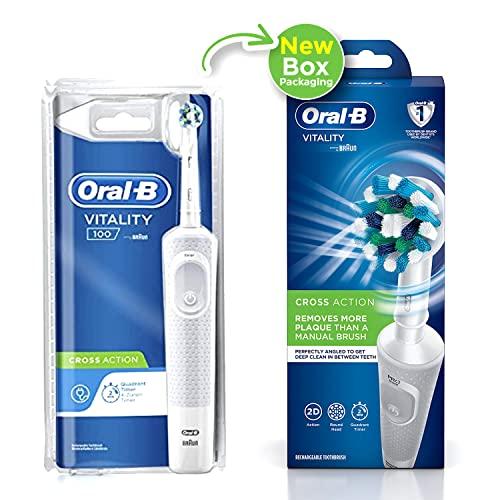 Oral B Oral B Vitality 100 White Criss Cross Electric Rechargeable Toothbrush Powered By Braun & Oral B Cross Action Toothbrush Heads Pack Of 2 Replacement Refills For Electric Rechargeable - Oral Care Combo