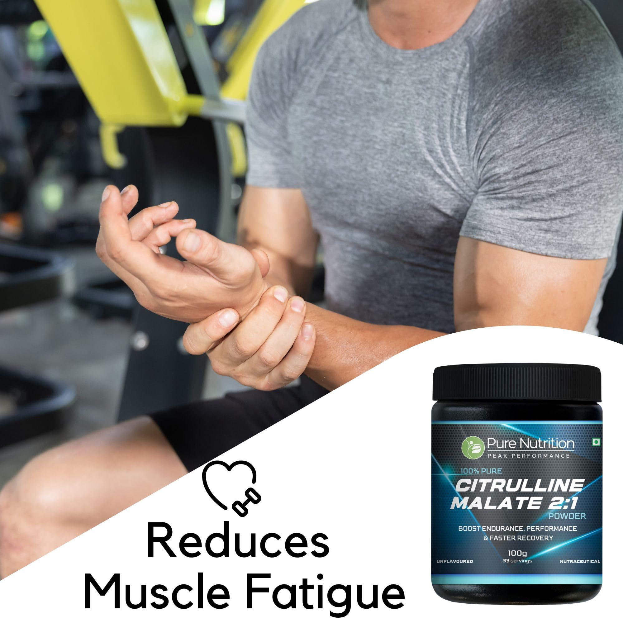 Pure Nutrition Naturals Pure nutrition 100% Pure L Citrulline DL Malate 2:1 Powder (Unflavoured, 100g), 66 servings | Boost Endurance, Improve Performance, Faster Recovery & Reduce Muscle Fatigue.