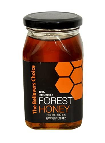 The Believers Choice The Believers Choice Raw Organic Forest Honey, Wild, Unprocessed, Unheated, Non Pasteurized, Original Honey 100% Pure and Natural, Collected from Deep Forest , 500 Gram jar