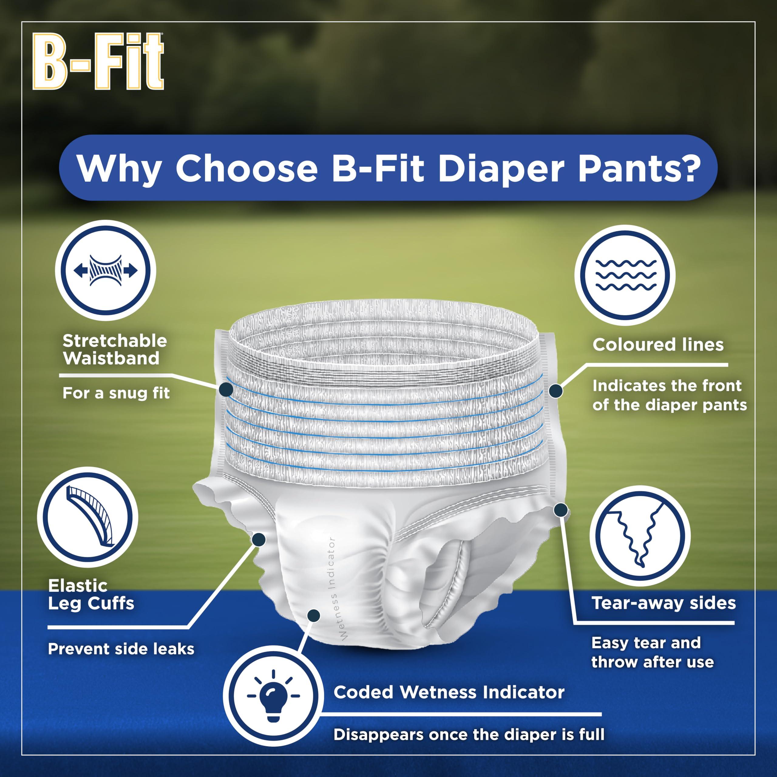 B-FIT B-FIT Adult Diapers Pant Style (Medium) 40 Count, Unisex, Leakproof, Elastic Waist, Wetness Indicator,Waist Size 25-48 Inch ; 63.5-122 cm