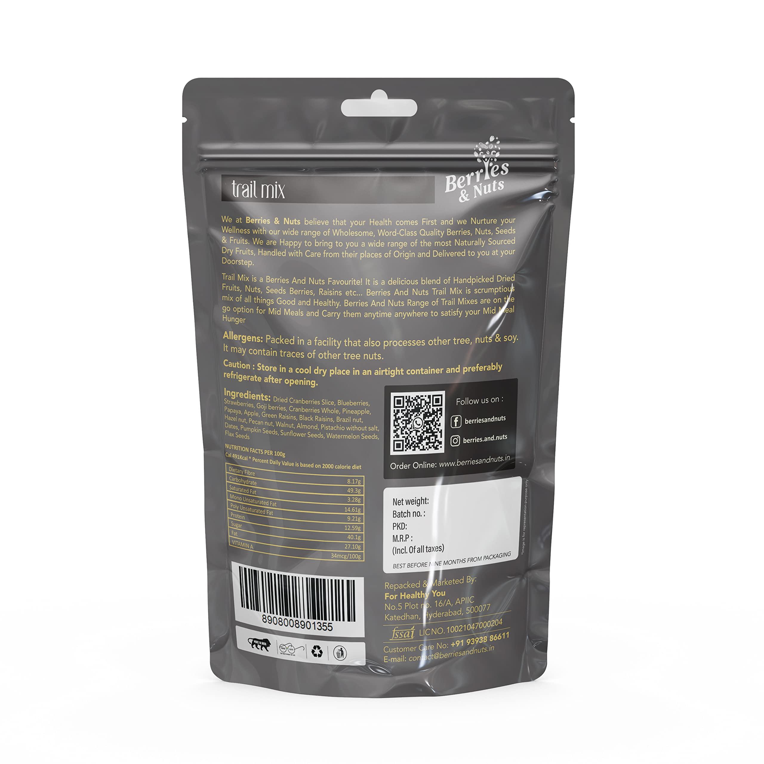 Berries And Nuts Berries And Nuts Mixed Berries, Nuts and Seeds - Super Trail Mix | 20 + Varities of Assorted Dry Fruit Mix with Berries, Nuts, Seeds & Fruits as Immunity Booster | 200 Grams