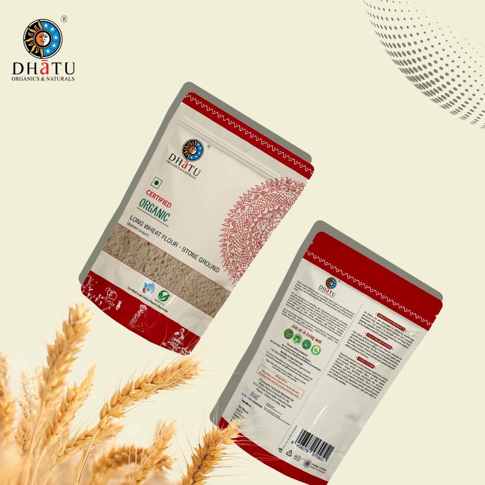 Dhatu Dhatu Organics & Naturals Long Emmer Wheat Flour, 500 g - Khapli Atta, Farro Flour, Sambha Wheat