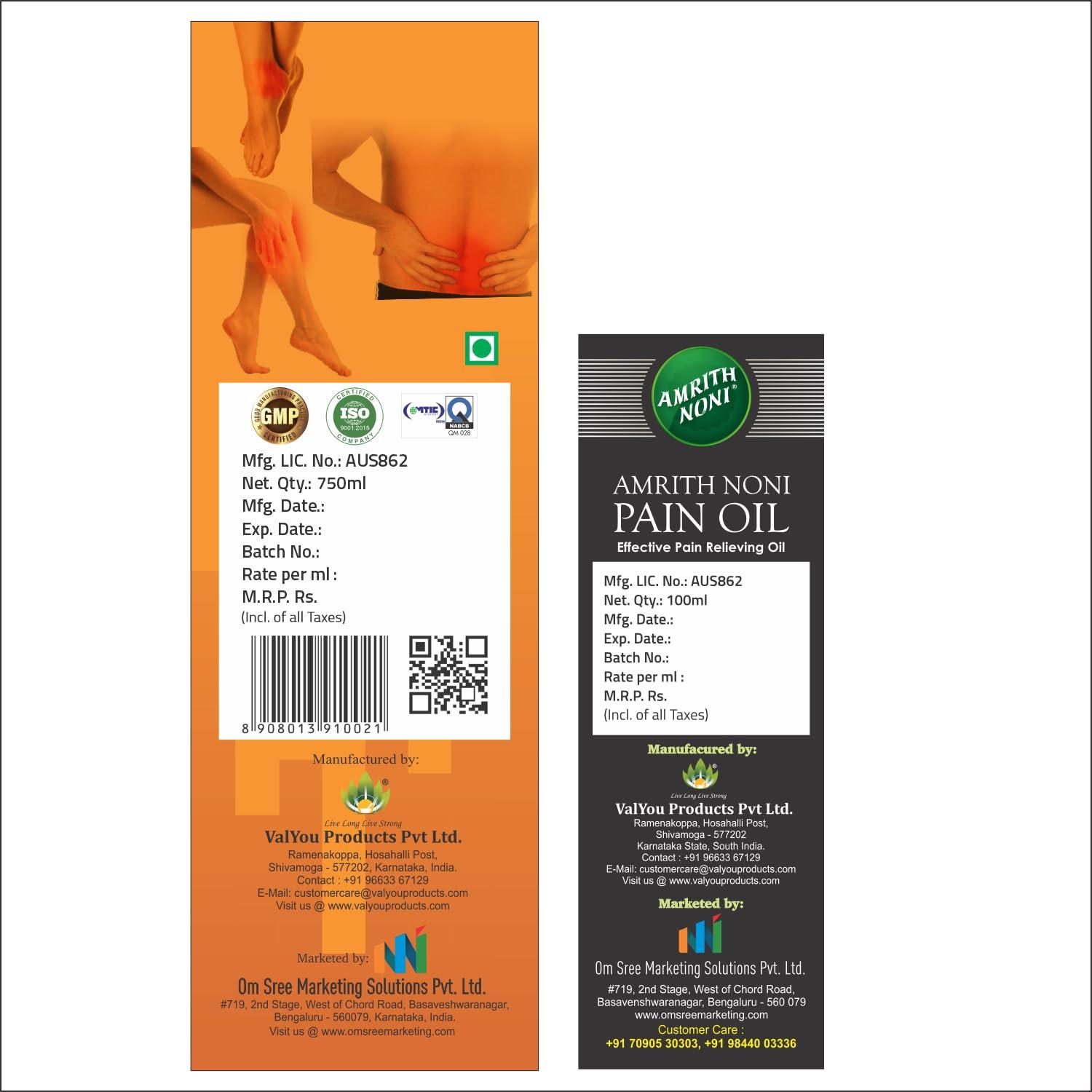 Amrith Noni Amrith Noni Artho Plus 750ml liquid + Amrith Noni Pain Oil 100ml