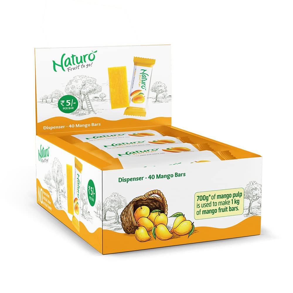 Naturo Naturo Mango Fruit Bars (40 pieces) | Real Mango Fruit Candy | No Preservatives, Artificial Colour or Flavours