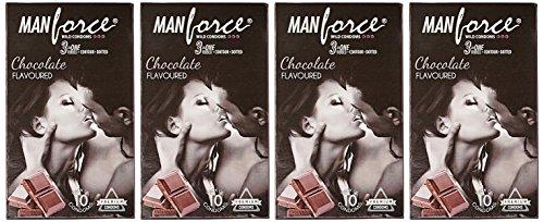 Manforce Manforce 3 in 1 Wild Condoms (Ribbed, Contour, Dotted), Chocolate Flavoured- 10 Pieces (Pack of 4)