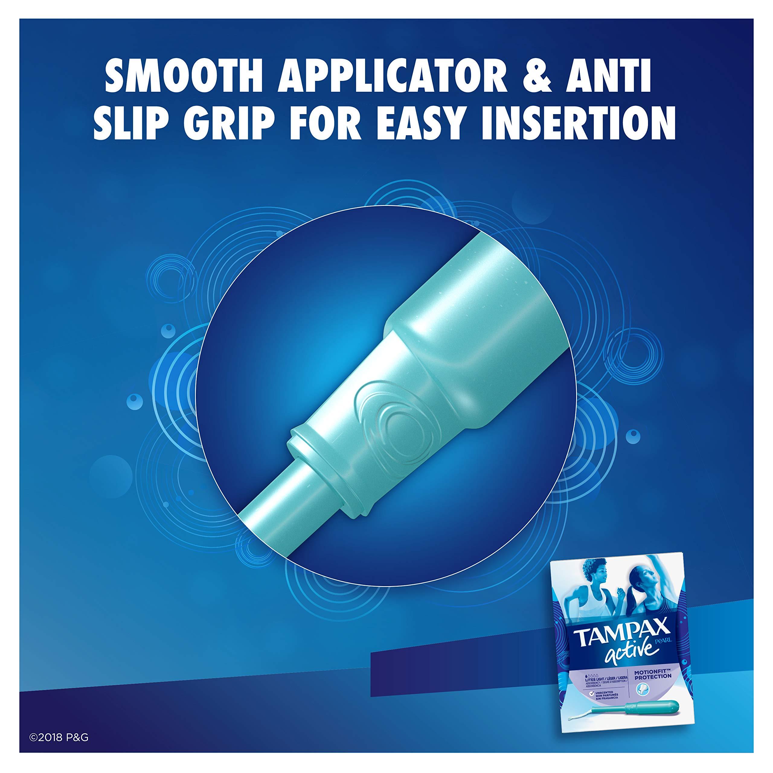 Tampax Tampax Pearl Active Plastic Tampons, Lites/Light Absorbency, Unscented, 18 Count, Packaging May Vary