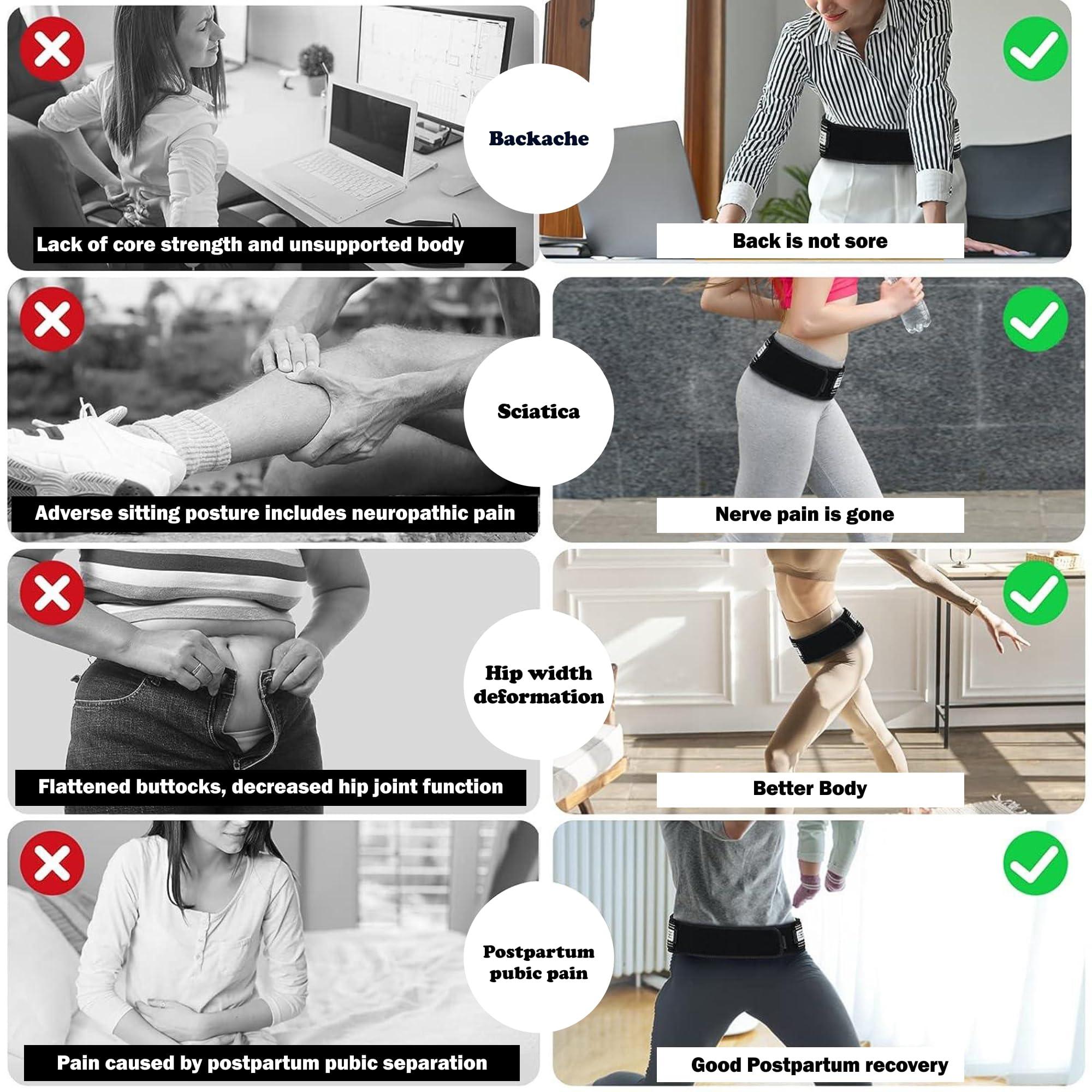 GROWTOP GROWTOP Sacroiliac SI Joint Hip Belt - Lower Back Support Brace for Men and Women - Hip Braces for Hip Pain - Pelvic Support Belt - Trochanter Belt