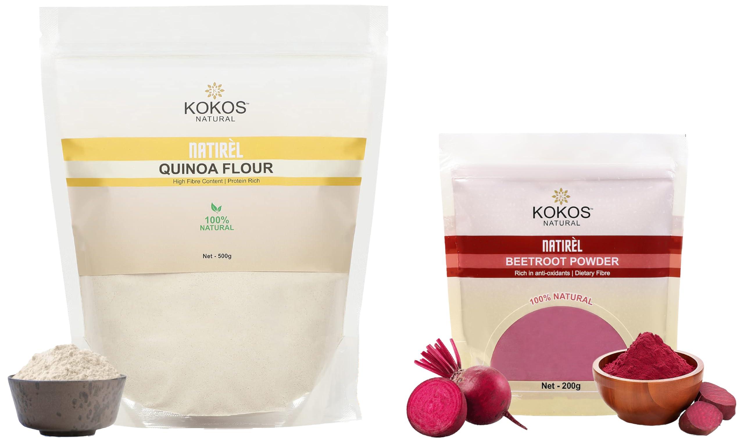 Kokos Natural Kokos Natural - Quinoa Flour, 500 g - Beetroot Powder, 200g - Total 700 Gm
