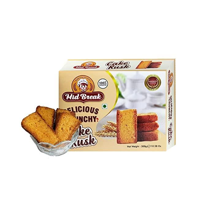 Mid Break MidBreak - Cake Rusk | Extra Soft | Cake Rusk | 100% Eggless | Premium Handmade Cake Rusks | 300 Gm x 4 | Pack of 4