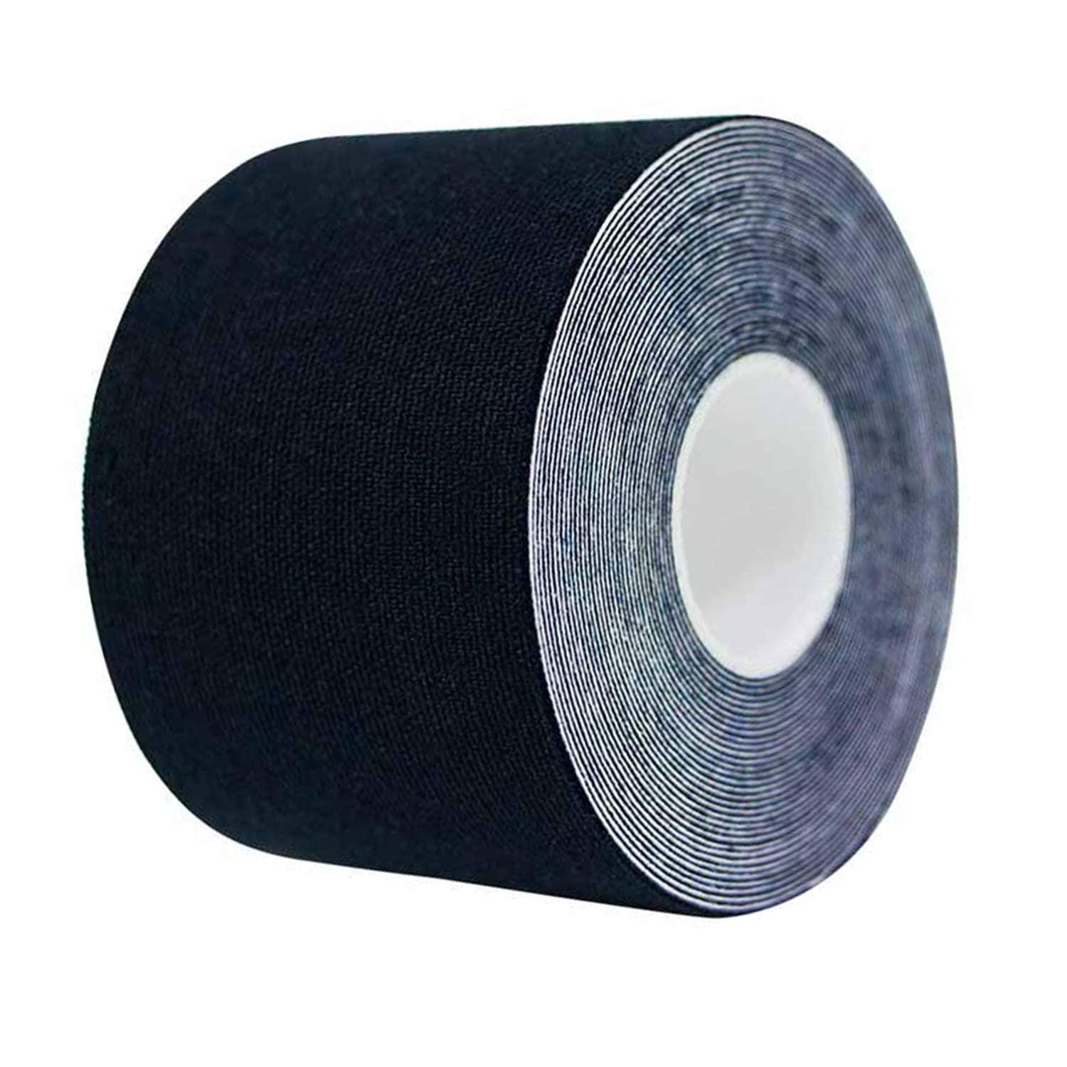 STRAUSS STRAUSS Kinesiology Sports Tape for Knee,Calf & Thigh Support|Waterproof Athletic Sports Tape for Muscle Support,Hand Leg Joint Support & Physiotherapy|Kinesio Tape for Sports Injury,(Black)