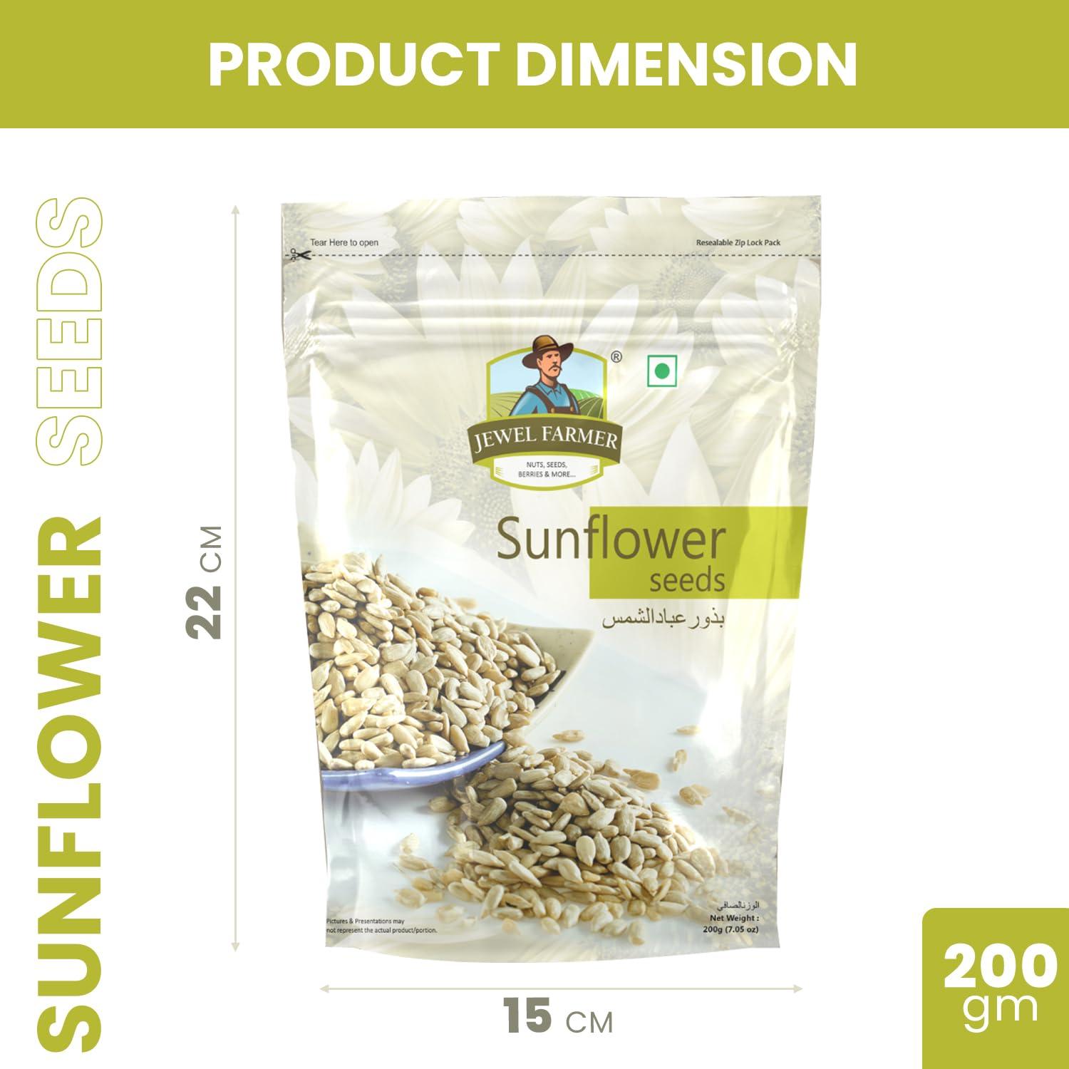 JEWEL FARMER JEWEL FARMER Sunflower Seeds, Raw Superfood Pack, Rich in Protein, Fiber & Vitamin E Rich Nutritious Snack with 100% Natural Taste (200g)