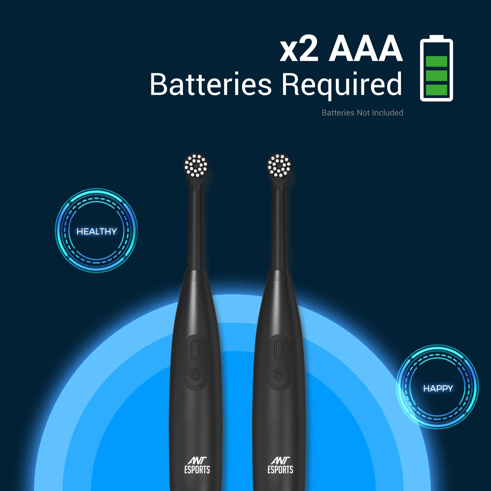 Ant Esports Ant Esports Alpha 360 Oscillation Electric Toothbrush with 2 Brush Heads, Sonic Toothbrushes 28,000 VPM, IPX7, Ergonomic Designs, last long for 40days - Black