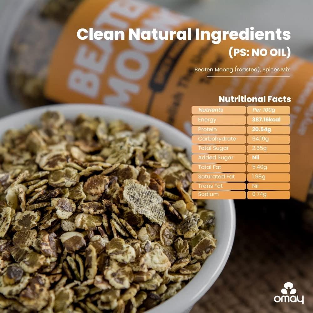 Omay Foods Omay Foods Roasted Moong Jor, 140g Jar (Pack of 4) | Healthy Snack, 100% Oil-Free | Roasted Snack - Cooked in Salt I Full of Protein