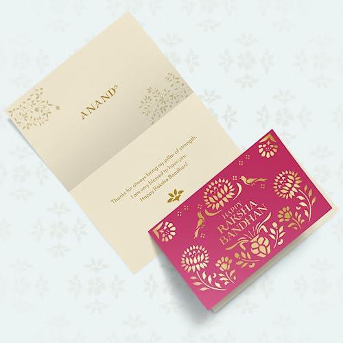 ANAND ANAND Sweets Raksha Bandhan/Rakhi Royal Delicacies Gift box | Assorted Sweets (375g) + Rakhi + Greeting card combo/Rakhi Set | Mouth Watering Pure Desi Ghee sweets | For brother, sister, bhabhi