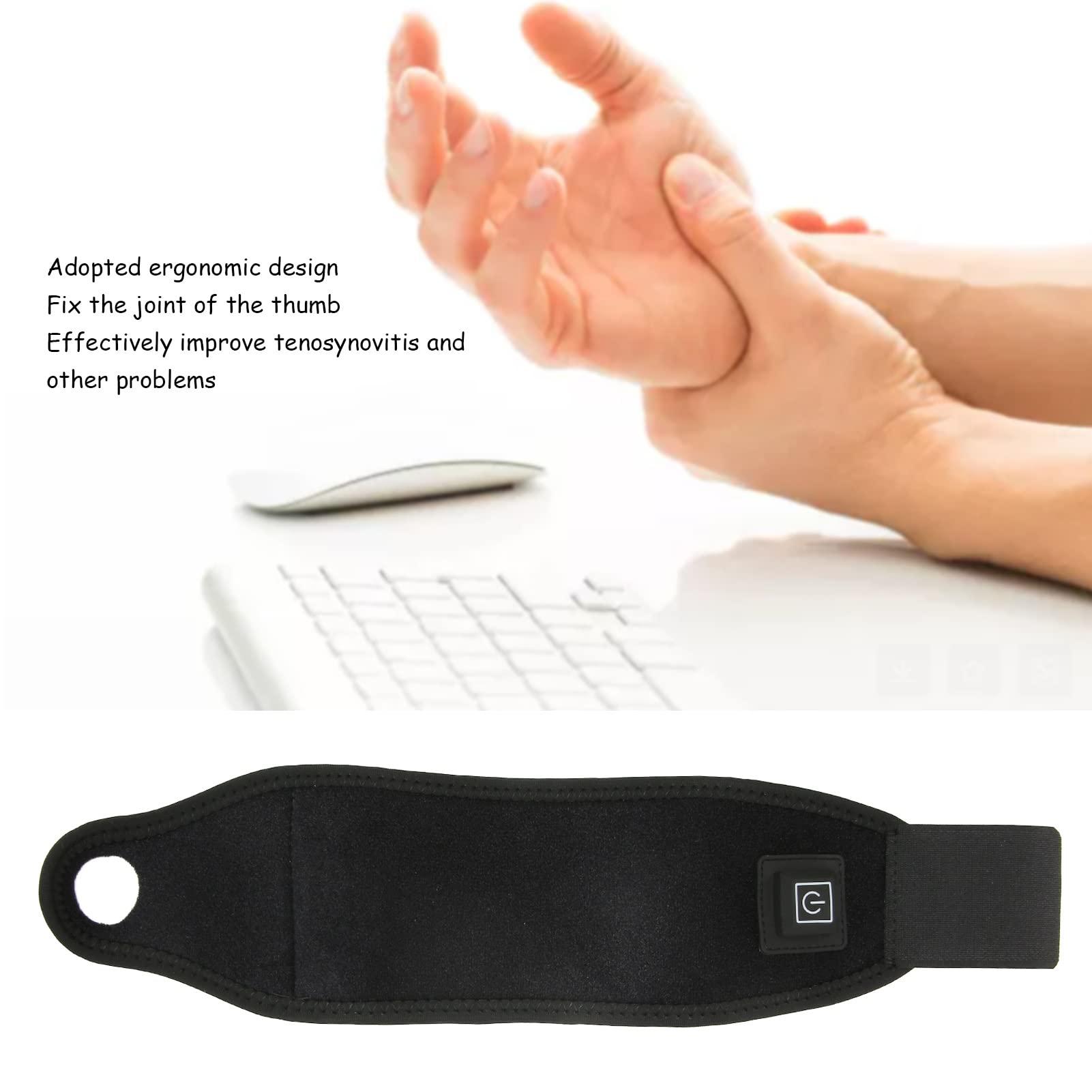 BUJO Heated Wrist Brace Wrap, 3 Temperature Gears Wrist Heating Pad Wrap Improve Tenosynovitis Hot Compress for Daily Use (Black)