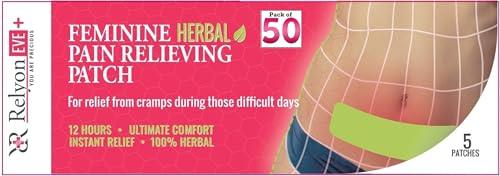 Relyon EVE RELYONEVE E Herbal Pain Relief Patches - Menstrual pain Cramps -Back pain -World first trasndermal patch with Boswella- Instant Releif Plaster & Patch (5 Patches)