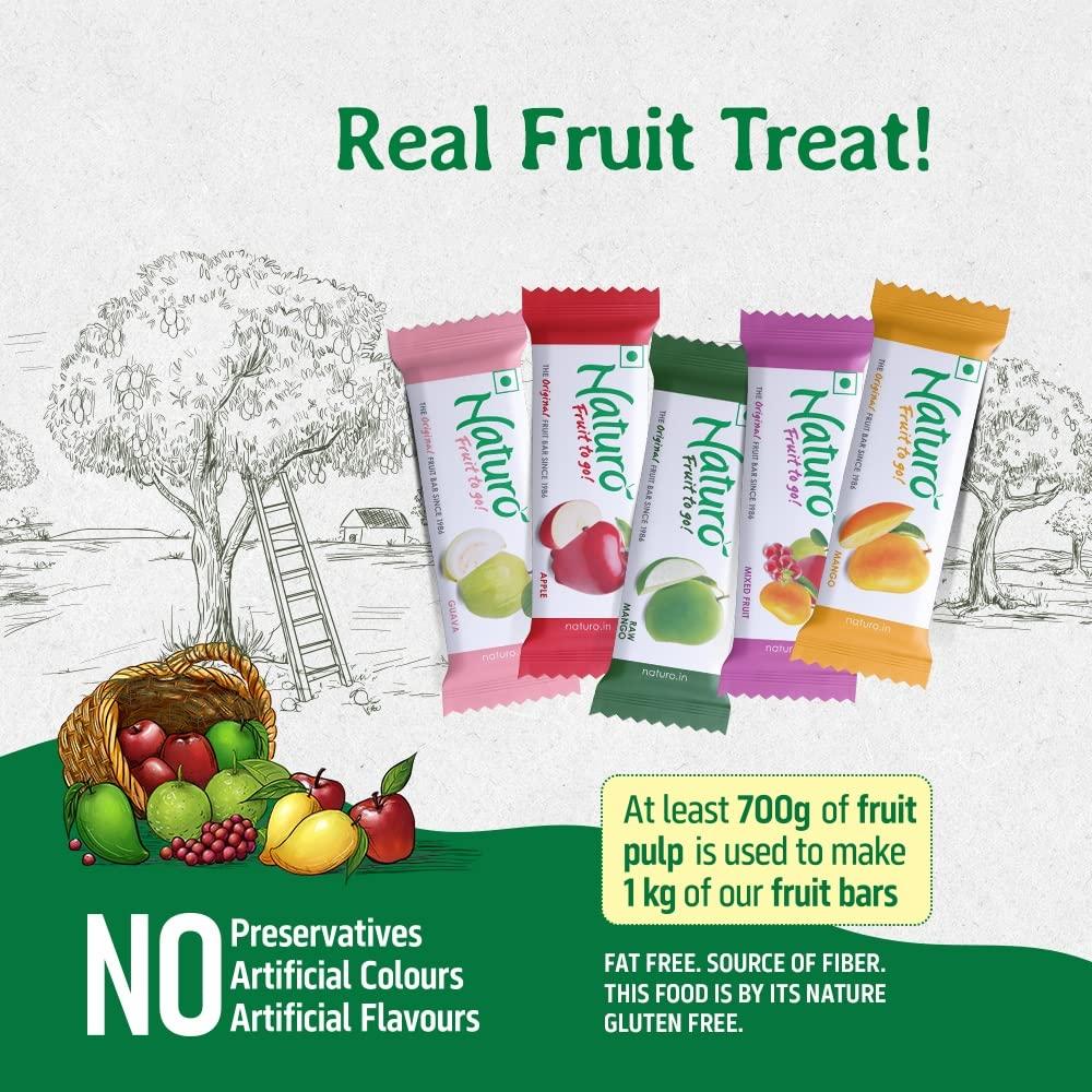 Naturo Naturo Assorted Jumbo Gift Box (Green) | Pack of 8 Gift Boxes (40 Fruit Bars per box) | Mango + Apple + Guava + Raw Mango + Mixed Fruit | No Preservatives, Artificial Colour or Flavours