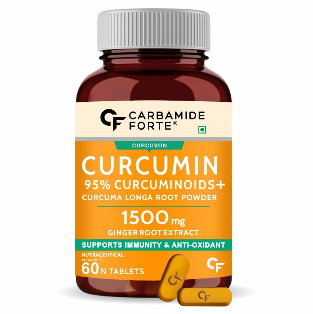 Carbamide Forte Carbamide Forte Curcumin Tablets with Piperine and 95% Curcuminoids | Anti inflammatory Supplement for Adults | With Curcuma Longa, Turmeric & Ginger Root extract | 60 Veg Tablets