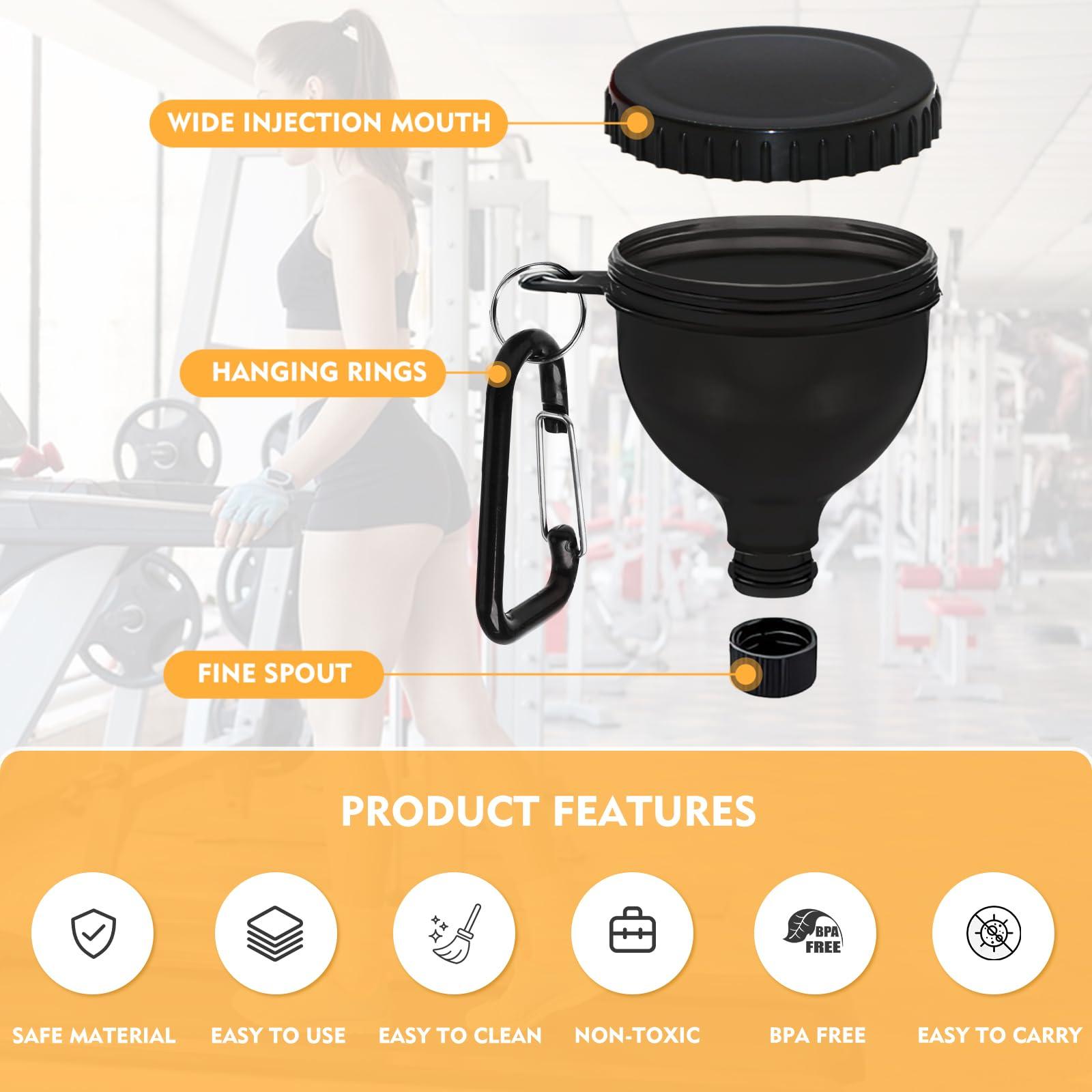 Tantanle 2 Pack Protein Powder Funnel, Portable Protein Powder Keychain, 50ml Protein Powder Holder, Protein Powder Container for Workouts, Fitness and Traveling