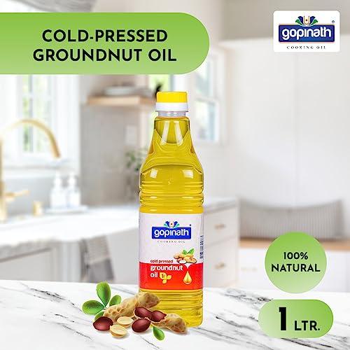 GOPINATH COOKING OIL Gopinath Cold Pressed Groundnut Oil - 1 Litre | Peanut Oil | Sing Tel | Kolhu/Kachhi Ghani/Chekku/Wood Pressed | Natural Oil | Chemical Free