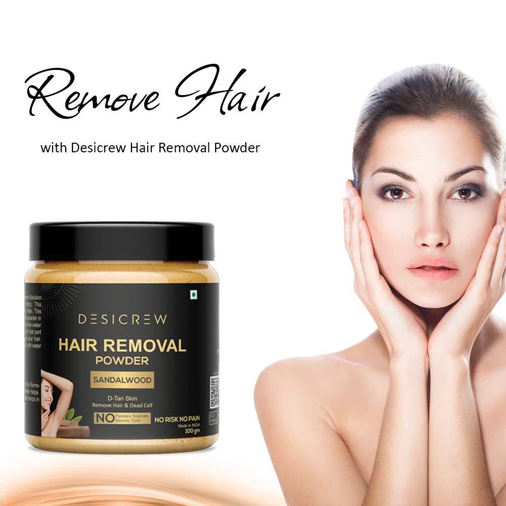 DESICREW Desicrew 100% Pure Hair Removal Powder For Underarms, Hand, Legs & Bikini Line Three in one Use For D-Tan Skin, Removing Hair, Remove Dead cell (Chocolate,Rose & Sandal)