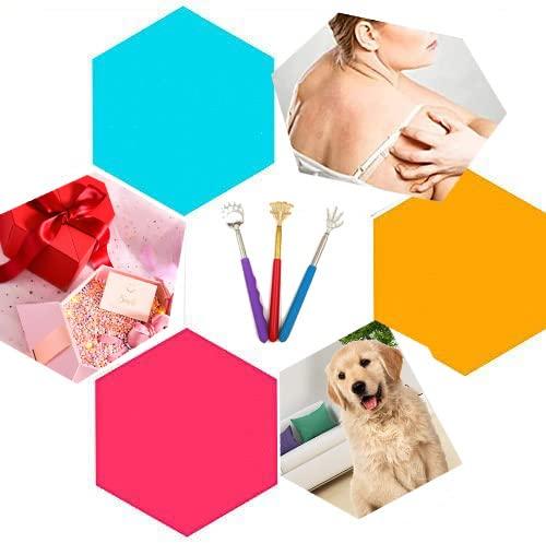 Qaoquda Wpeng Portable Extendable Telescopic Bear Claws Metal Back Scratchers with Rubber Handles (Red Purple and Blue) -3 Pack