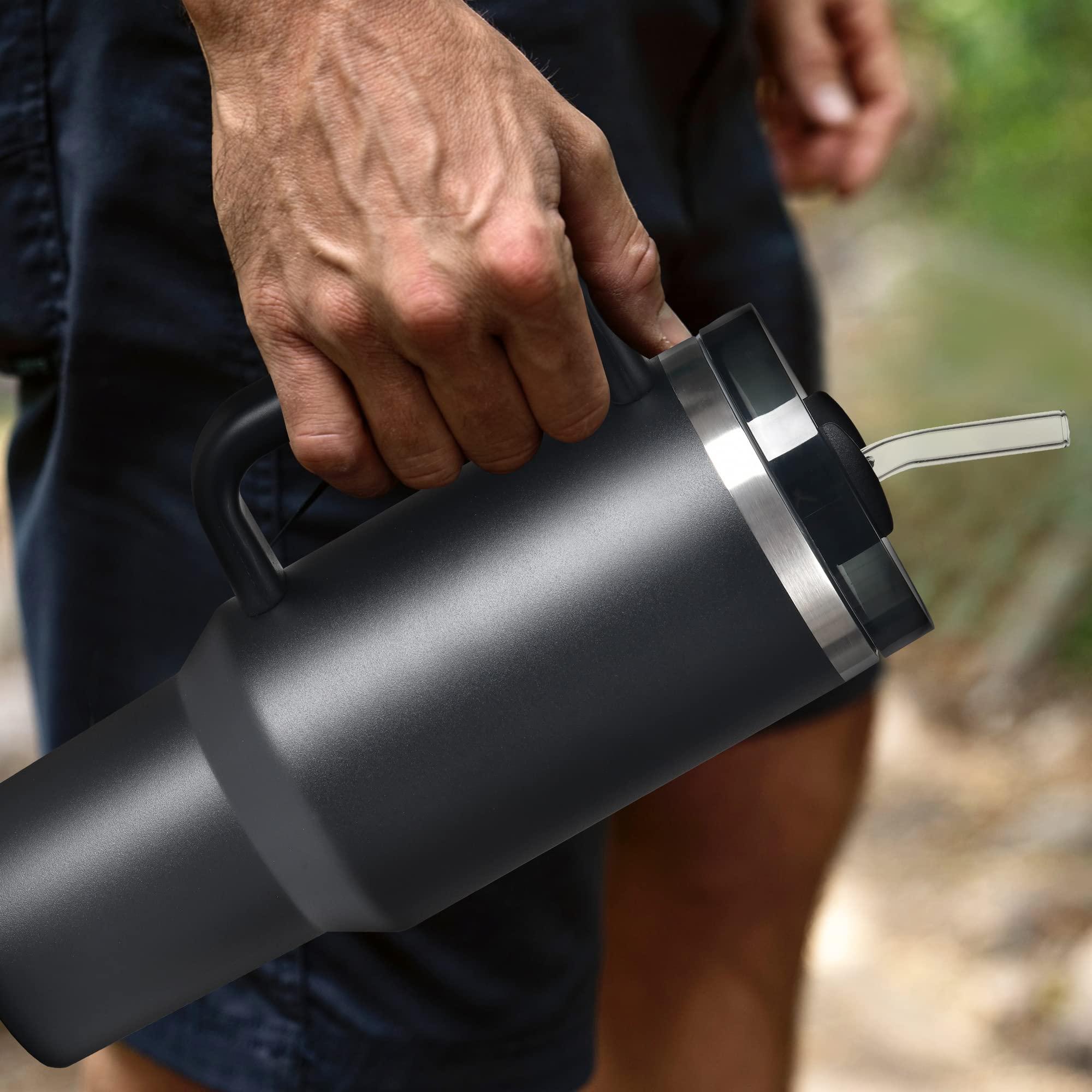 Veskaoty Replacement Glass Straws for 40 oz Stanley Tumbler with Handle, 8 Pack Extra Long Resuable Clear Straws with 2 Cleaning Brushes for Stanley Adventure Quencher Travel Cup Water Bottle Accessories