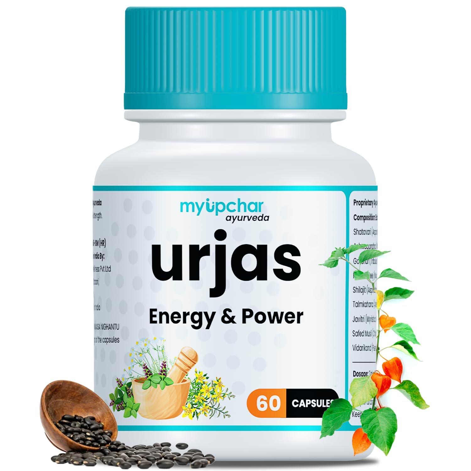 myUpchar ayurveda myUpchar ayurveda Urjas Energy & Power Capsule For Men | With Shilajit, Safed Musli, Ashwagandha | Improve Stamina, Strength & Immunity | Reduce Fatigue 60 Capsule