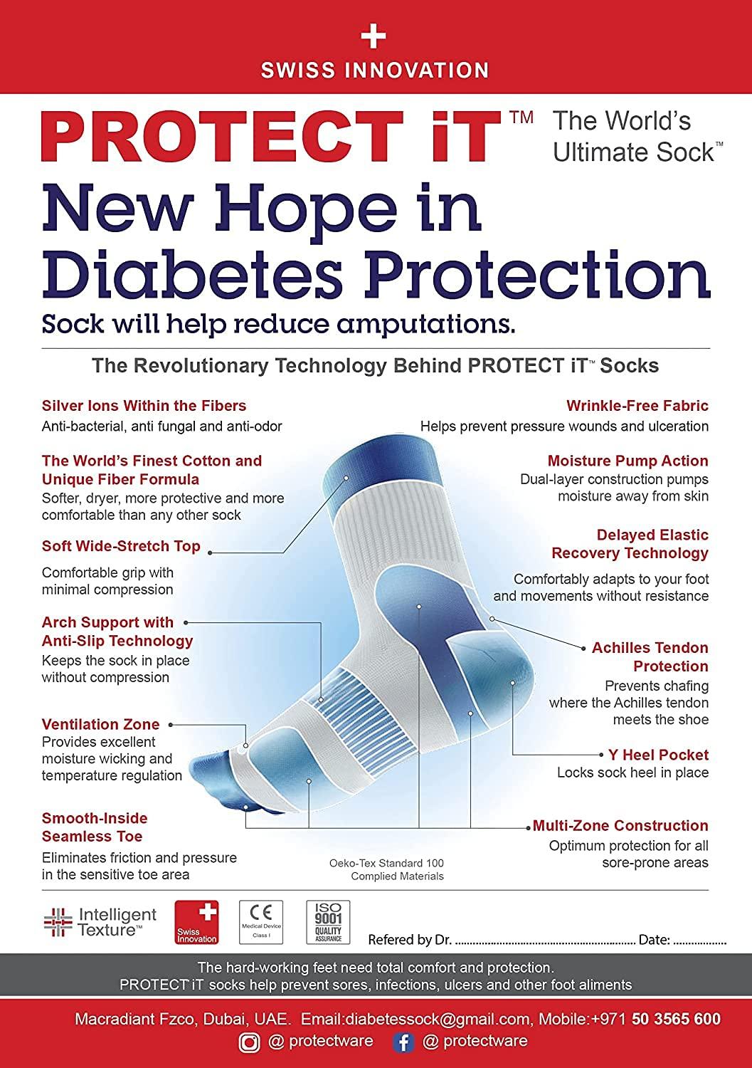 PROTECT iT PROTECT iT Ultimate Swiss Innovated Therapeutic Diabetic Socks- Diabetes Footcare_ (UK Size 5 7, Everyday comfort (Black) (Comfort dress (Black), UK Size 7 10)