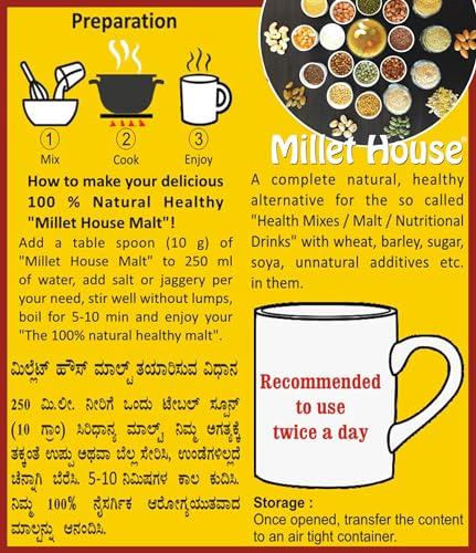 Millet House Millet House Sprouted Siridhanya Millets Malt | 30 Natural Ingredients | 100% Healthy Chemical Free Natural Certified Millet Drink | Traditional Millets Organic Mix (1kg) (500g x 2packs)