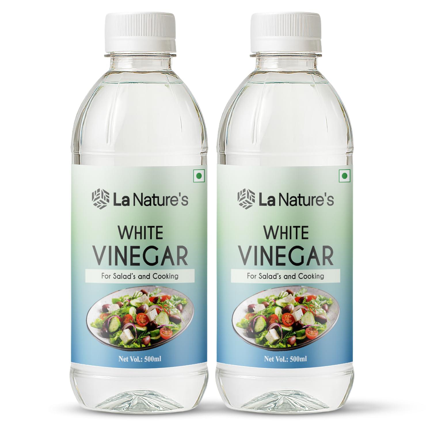 LA NATURE'S WE CARE YOUR HEALTH LA NATURE\'S WE CARE YOUR HEALTH Distilled White Vinegar Versatile Cooking Aid Natural Cleaner Best For Salad Dressing&Cooking Helps In Digestion Boost Immunity With 5% Acidity Pack Of 500 Ml X 2