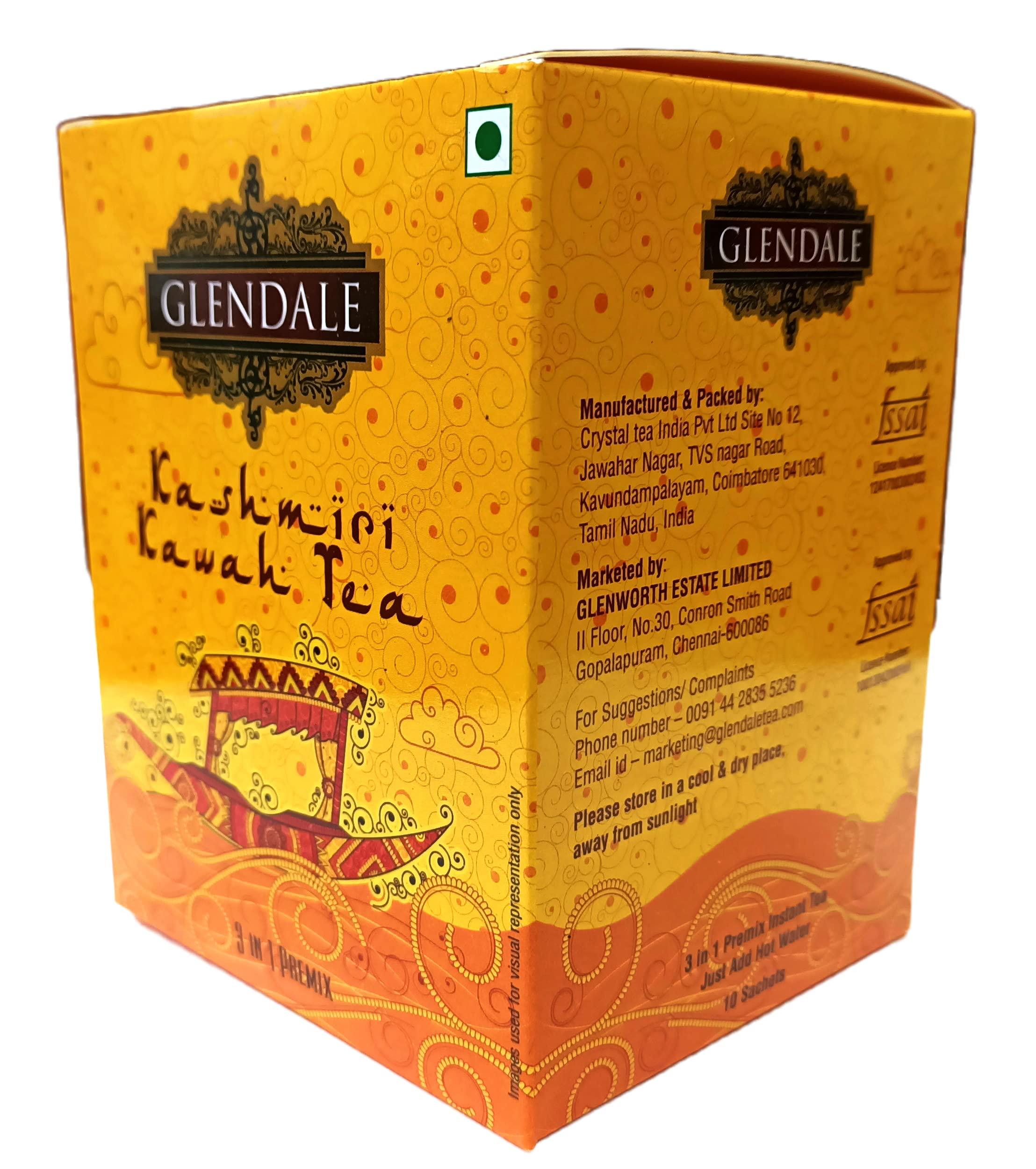 Generic GLENDALE Kashmiri Kawah Tea 100 g | Pack of 2 | Total 200 g | 3 in 1 Premix Instant Tea 10 Sachets in Each Pack