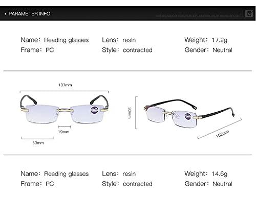 AUGEN AUGEN Blue Block Rimless Reading Glasses Gold Clear Unisex Free Size Power (+3.00, Pack Of 3)