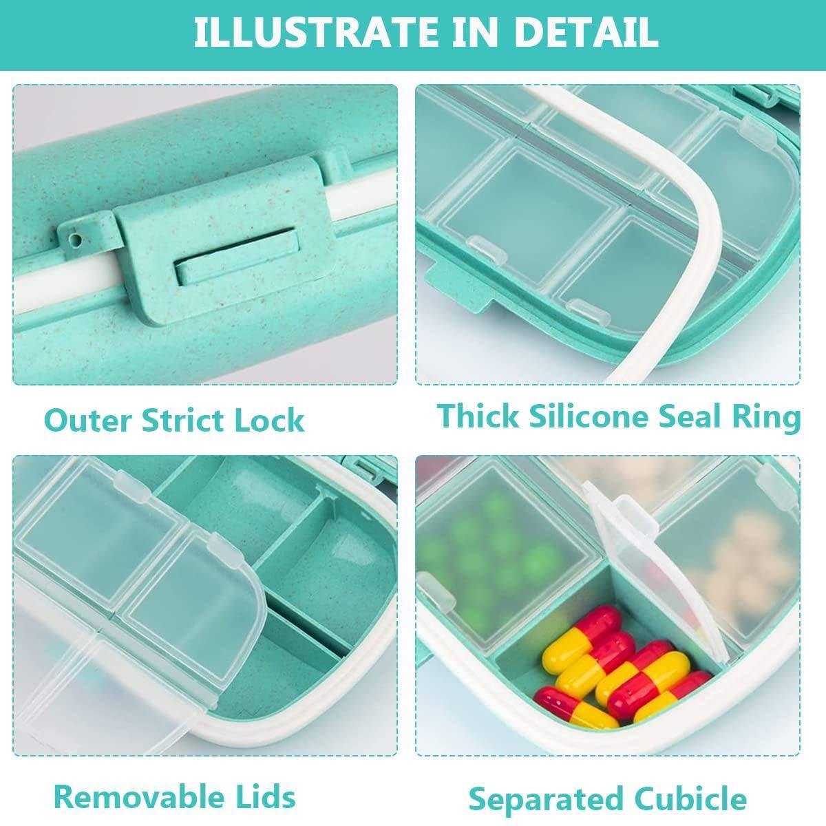 TERXA TERXA Travel Pill Organizer | 8 Compartment Pill Case | Small Medicine Storage Organizer | Portable Vitamin Holder Container | Supplements Supplies (Pack of 1,Multicolor)